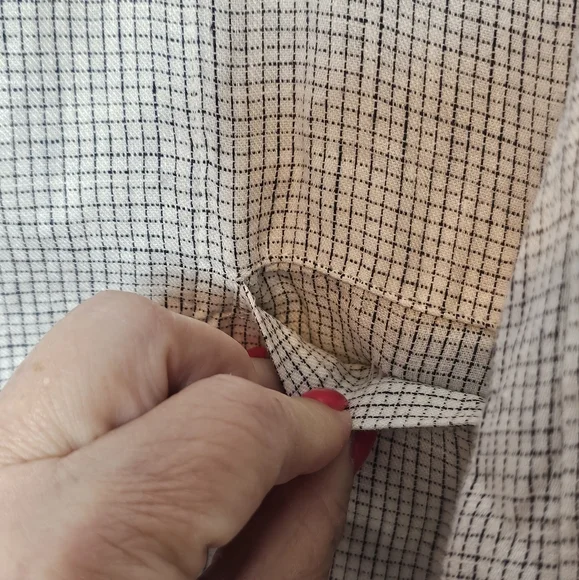 Eileen Fisher Check Print Slub Linen Notched Collar Long Jacket - Picture 6 of 10